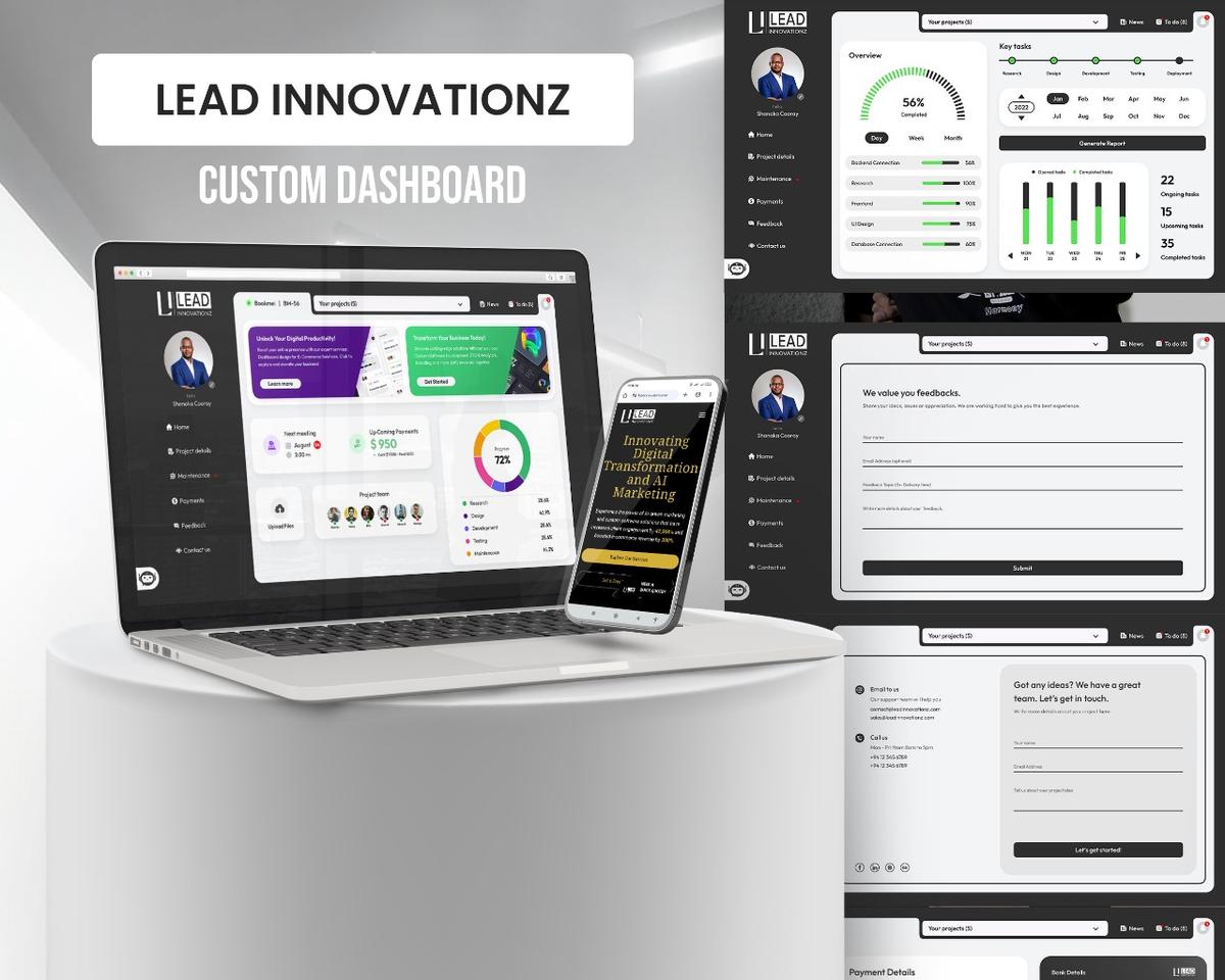 LEAD INNOVATIONZ Dashboards - Built intuitive custom dashboards for data-driven decision-making, tailored to meet unique client requirements.