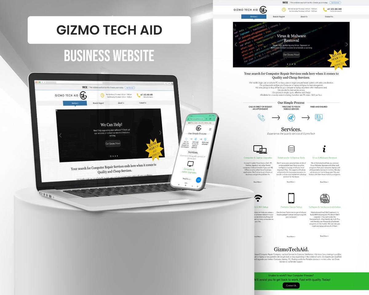 GIZMOTECH AID - Built a professional and functional business website for a tech company specializing in hardware solutions.