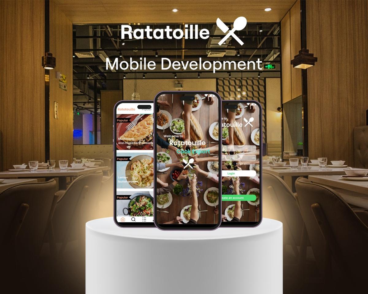 RATATOUILLE - Developed a mobile app for a food delivery service, offering seamless navigation and engaging UI for customers.