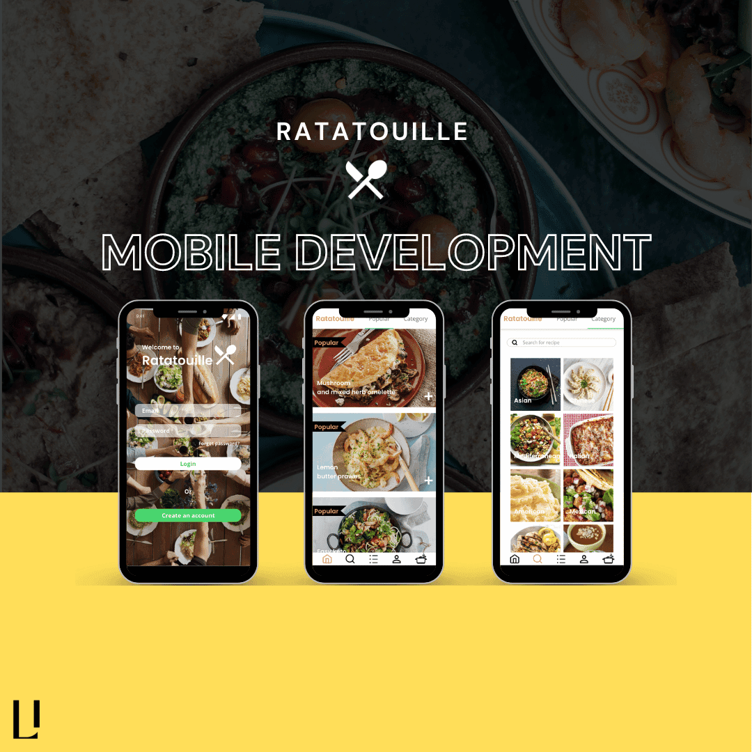 RATATOUILLE - Developed a mobile app for a food delivery service, offering seamless navigation and engaging UI for customers.